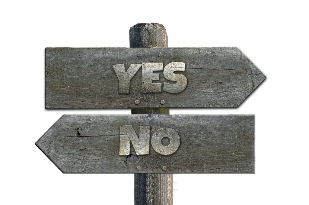 The issuer answers with a 'Yes' or 'No'
